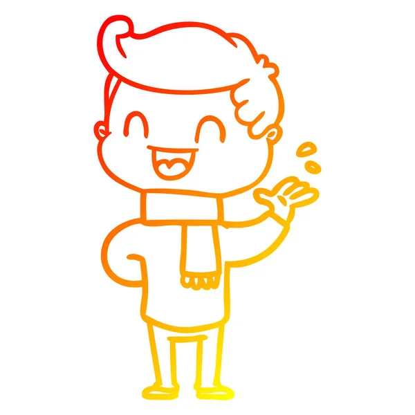 Sıcak degrade çizgi çizim karikatür mutlu adam — Stok Vektör