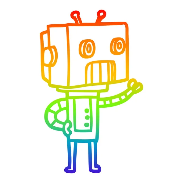 Rainbow gradient ligne dessin robot dessin animé — Image vectorielle