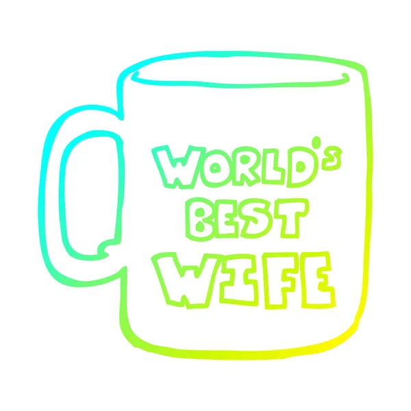 Cold gradient line drawing worlds best wife mug — Stock Vector