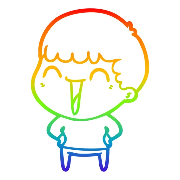 Arco iris gradiente línea dibujo dibujos animados feliz hombre — Vector de stock