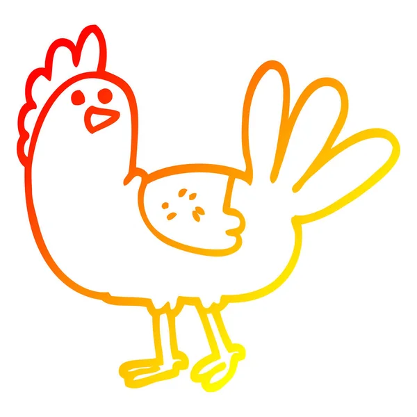 Linha gradiente quente desenho de frango desenhos animados — Vetor de Stock