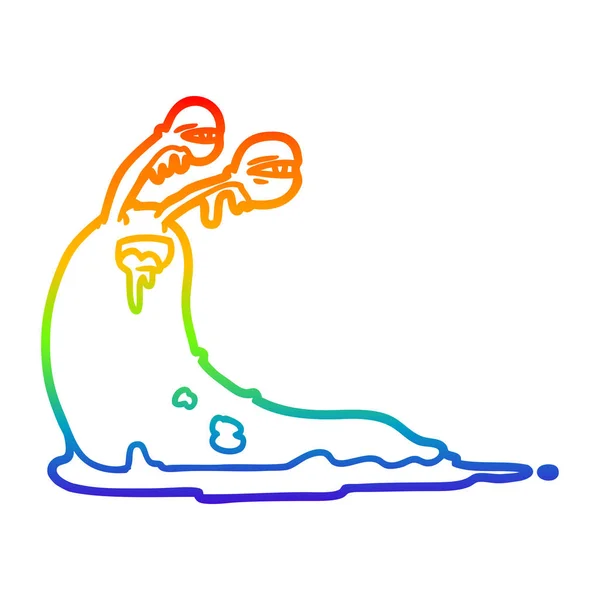 Regenboog gradiënt lijntekening Grove cartoon slug — Stockvector