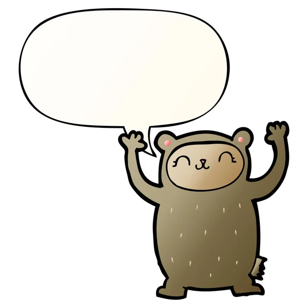 Drăguț urs de desene animate și bulă de vorbire în stil gradient neted — Vector de stoc