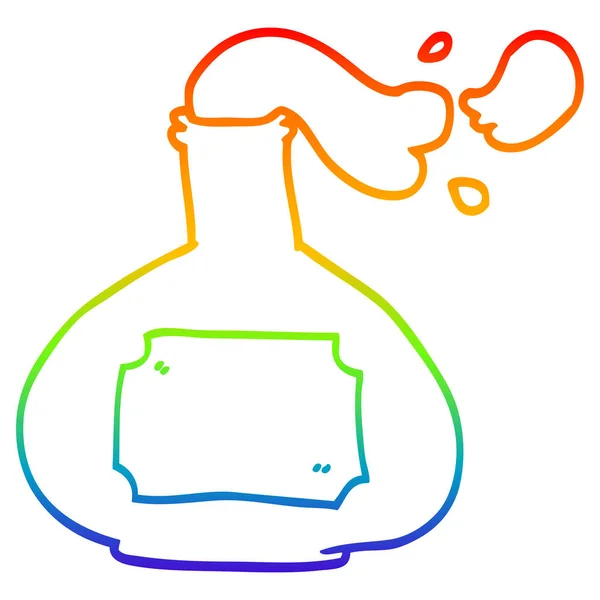 Rainbow gradient ligne dessin dessin dessin animé fumeur potion — Image vectorielle