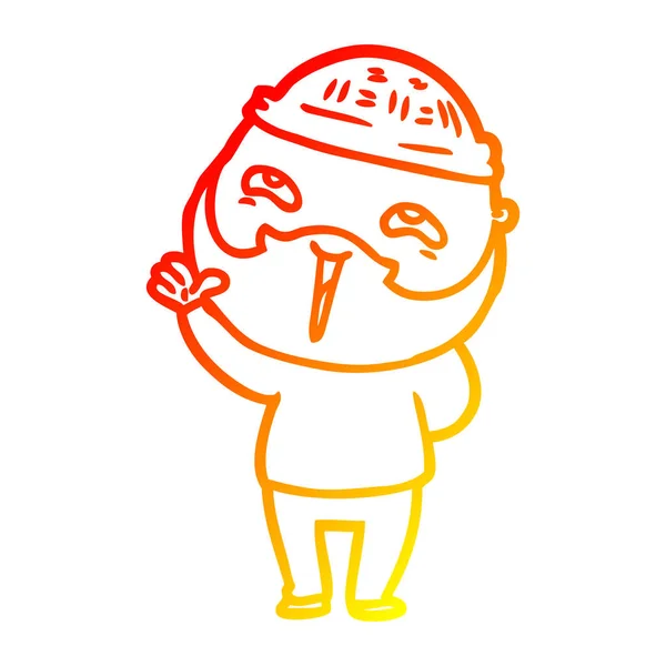 Sıcak degrade çizgi çizim karikatür mutlu sakallı adam — Stok Vektör