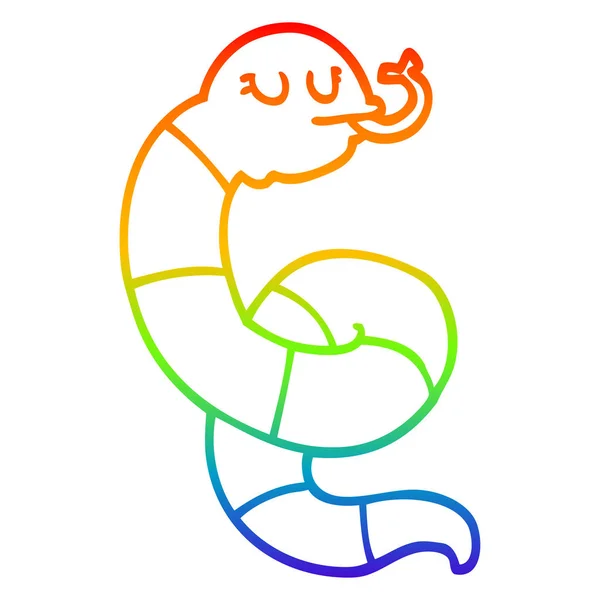 Regenboog gradiënt lijntekening cartoon giftige slang — Stockvector