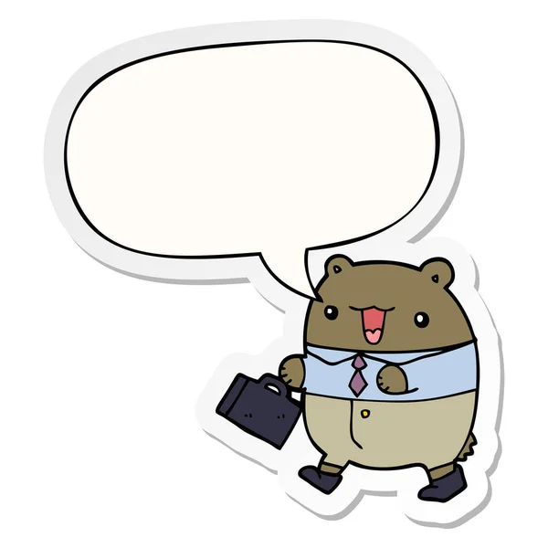 Rozkošný kreslený medvěd a bublinový štítek — Stockový vektor