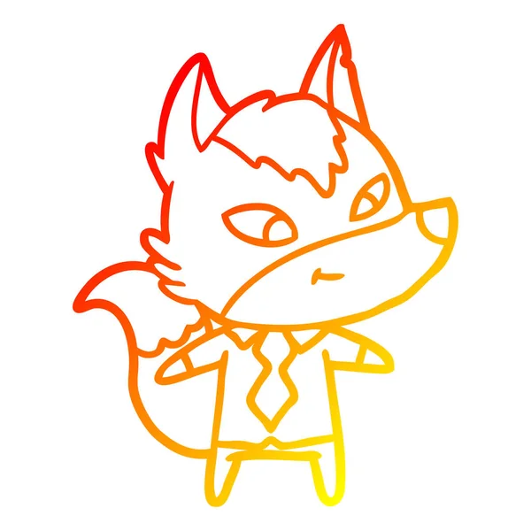 Ζεστό γραμμή ντεγκραντέ σχέδιο φιλικό καρτούν λύκος μάνατζερ — Διανυσματικό Αρχείο