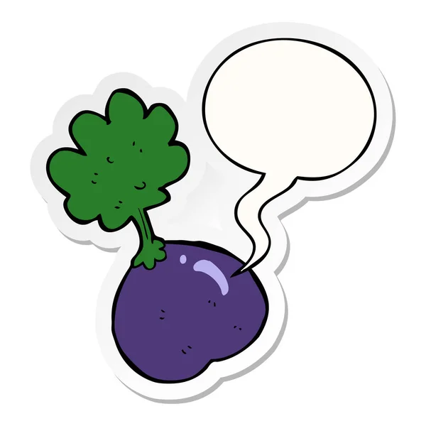 Tecknad grönsaks-och pratbubbla klistermärke — Stock vektor