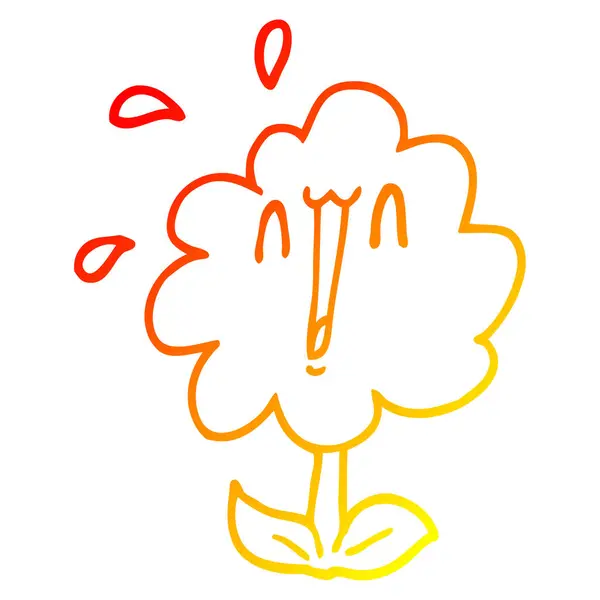 Linha gradiente quente desenho flor dos desenhos animados —  Vetores de Stock