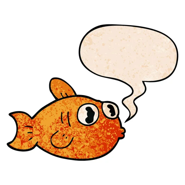 Καρτούν ψάρια και φούσκα ομιλίας σε ρετρό στυλ υφής — Διανυσματικό Αρχείο