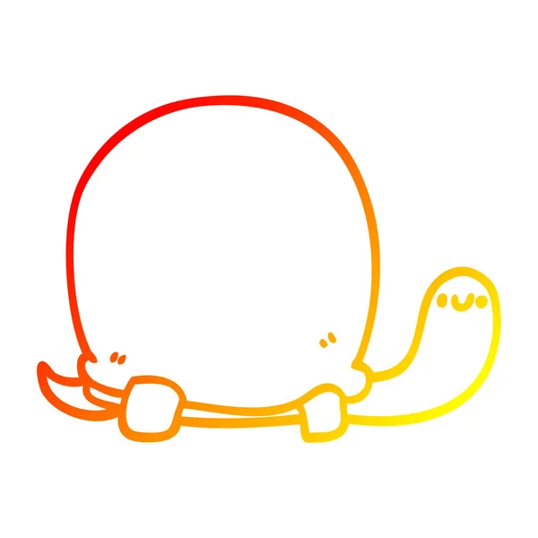 かわいい漫画の亀を描く暖かいグラデーションライン — ストックベクタ