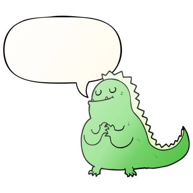 çizgi film dinozor ve konuşma balonu pürüzsüz degrade tarzında