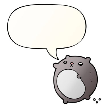 düzgün degrade tarzında karikatür ayı ve konuşma balonu