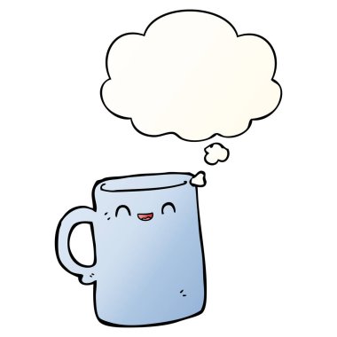 çizgi film kupa ve pürüzsüz degrade tarzında düşünce balonu