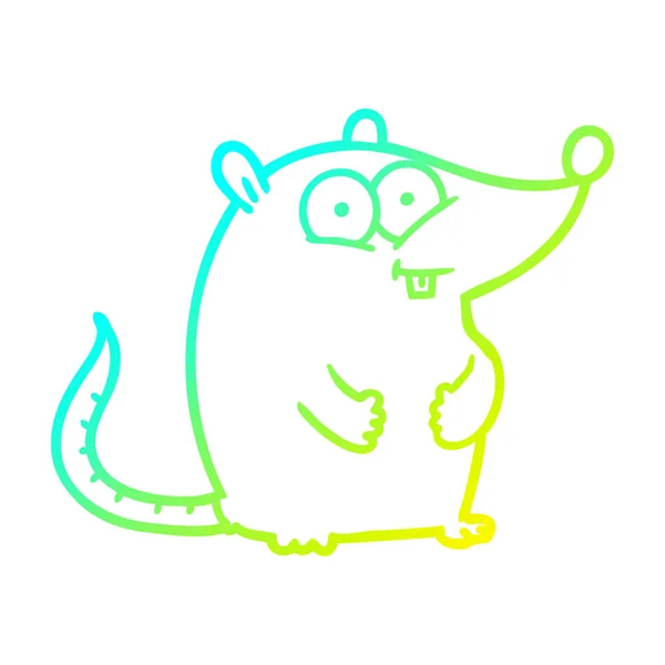 Froid dégradé ligne dessin dessin animé heureux blanc souris de laboratoire — Image vectorielle