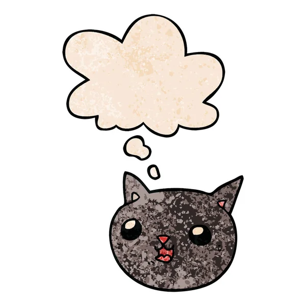 Desenho animado gato e pensamento bolha no estilo padrão de textura grunge — Vetor de Stock