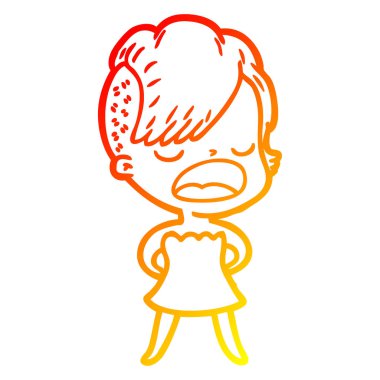 sıcak degrade çizgi çizim karikatür serin hipster kız konuşma