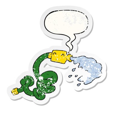 karikatür hortum ve konuşma balonu sıkıntılı etiket