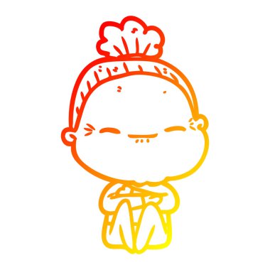 sıcak degrade çizgi çizim karikatür barışçıl yaşlı kadın