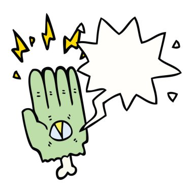 ürkütücü halloween zombi el ve konuşma balonu