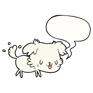 sevimli karikatür köpek kuyruk ve konuşma balonu sallayarak