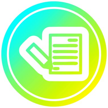 soğuk degrade spektrumda belge ve kalem dairesel