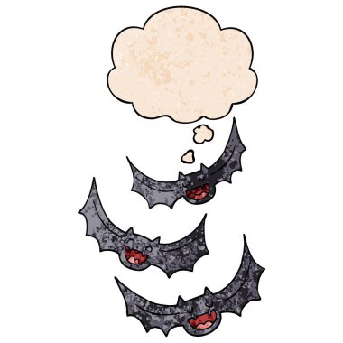 karikatür vampir yarasalar ve grunge doku patter düşünce balonu