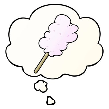 karikatür şeker diş ipi ve pürüzsüz degrade tarzında düşünce balonu