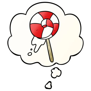 çizgi film lolipop ve pürüzsüz degrade tarzında düşünce balonu