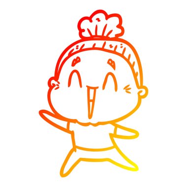 sıcak degrade çizgi çizim karikatür mutlu yaşlı bayan