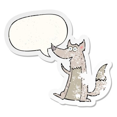 karikatür kurt ve konuşma balonu sıkıntılı etiket