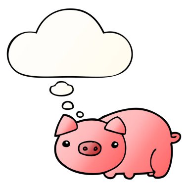 karikatür domuz ve pürüzsüz degrade tarzında kabarcık düşünce