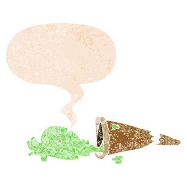 retro dokulu st karikatür dondurma ve konuşma balonu düştü