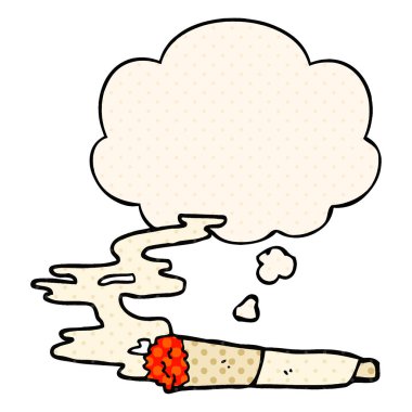 çizgi roman tarzında karikatür sigara ve düşünce balonu