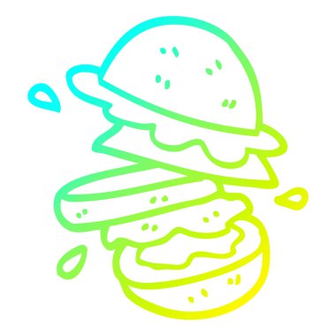 soğuk degrade çizgi çizim karikatür burger