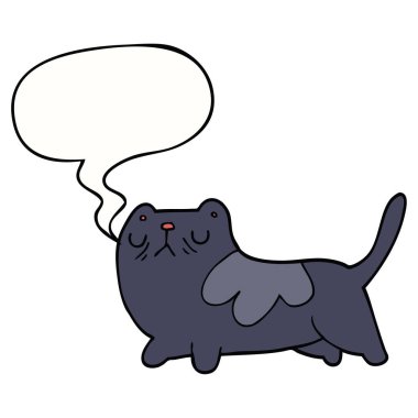 karikatür kedi ve konuşma balonu