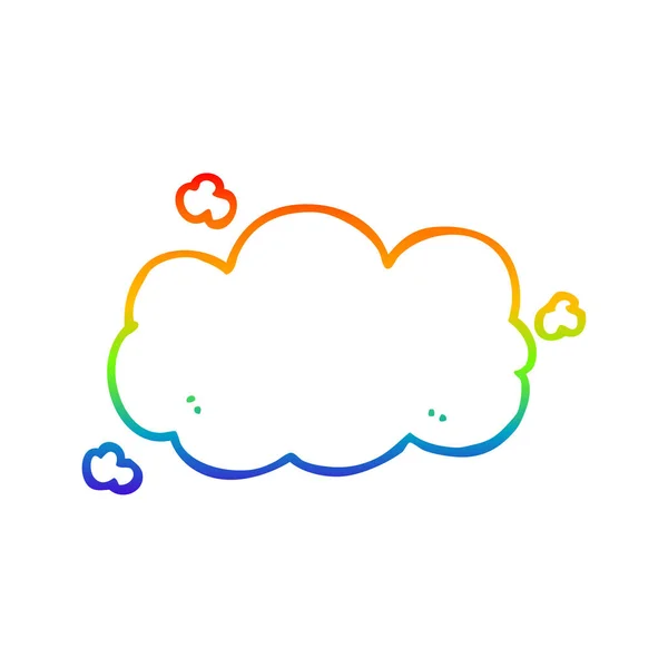 Rainbow gradient line drawing cartoon cloud — Stock Vector