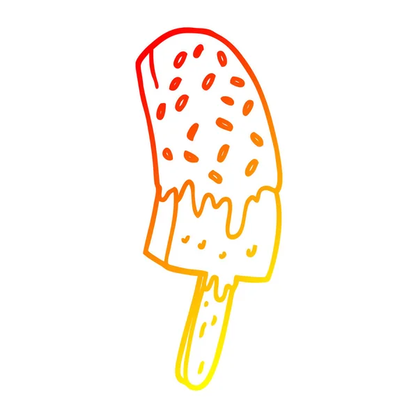 Warme kleurovergang lijntekening cartoon Ice Cream lolly — Stockvector
