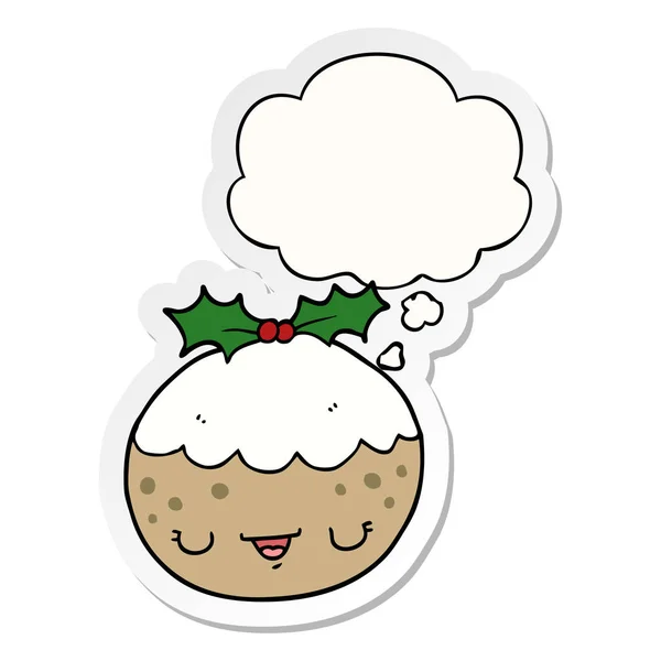 Mignon dessin animé pudding de Noël et bulle de pensée comme un imprimé s — Image vectorielle