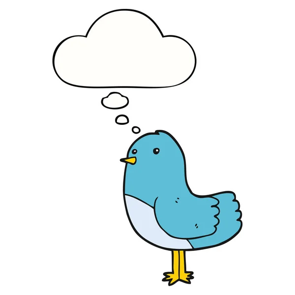 Kreslený pták a myšlenková bublina — Stockový vektor