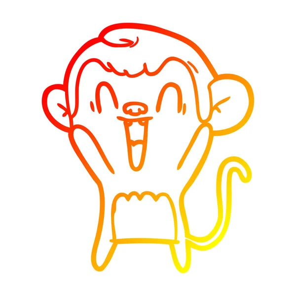Chaud gradient ligne dessin dessin animé rire singe — Image vectorielle