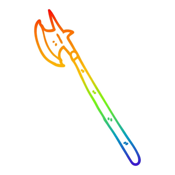 Arco iris gradiente línea dibujo dibujos animados arma medieval — Vector de stock