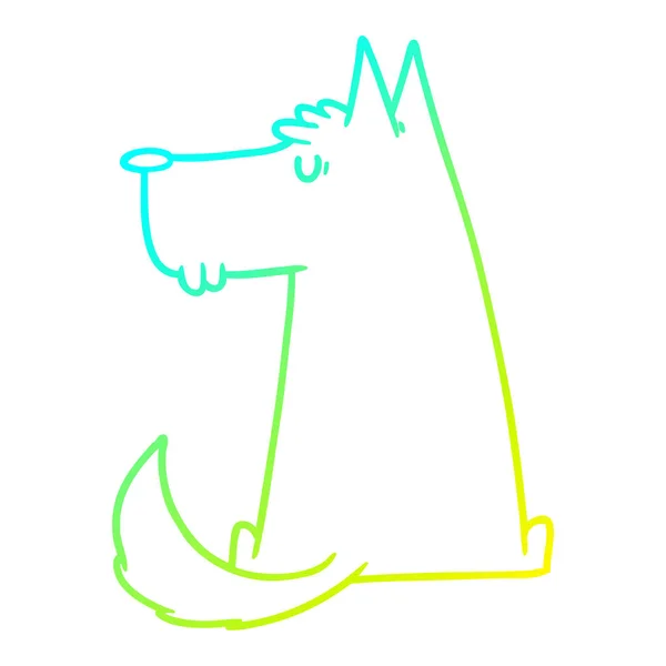 Froid dégradé ligne dessin mignon dessin animé chien — Image vectorielle