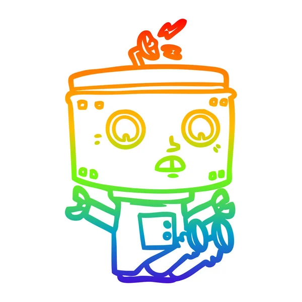 Arco-íris linha gradiente desenho cartoon robô — Vetor de Stock