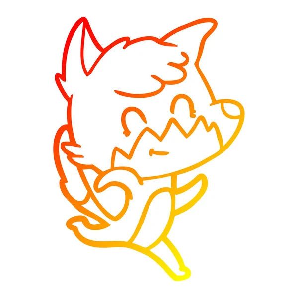 Sıcak degrade çizgi çizim karikatür dostu tilki — Stok Vektör