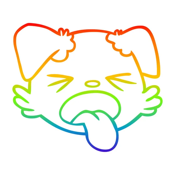 Rainbow gradient ligne dessin dessin animé chien visage — Image vectorielle