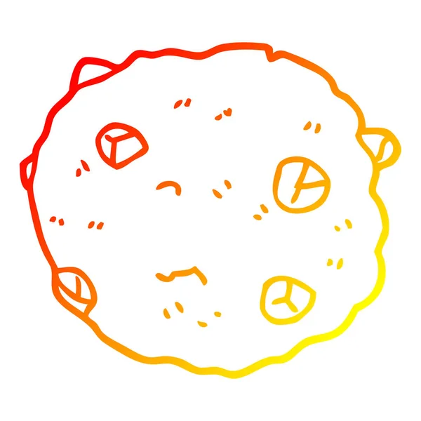 Chaud gradient ligne dessin dessin animé chocolat puce cookie — Image vectorielle