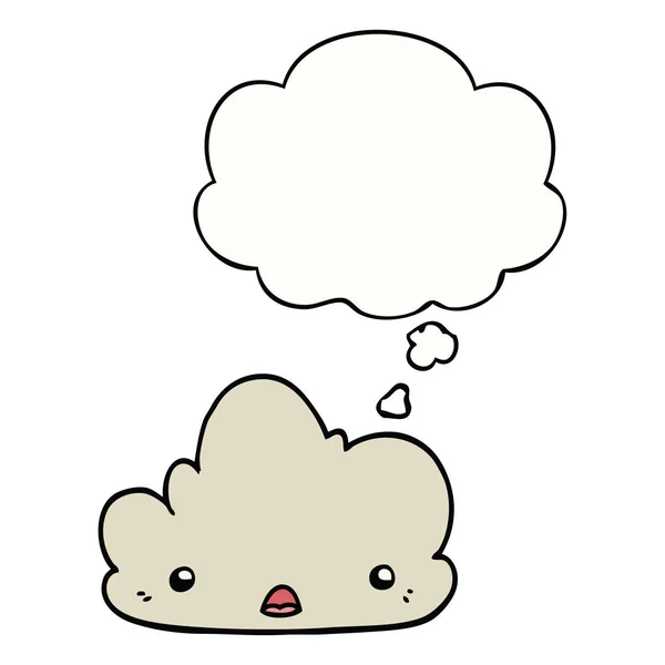 Linda nube de dibujos animados y burbuja de pensamiento — Vector de stock