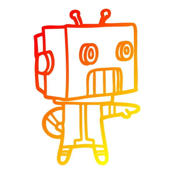 Warme Gradientenlinie Zeichnung Cartoon Roboter — Stockvektor